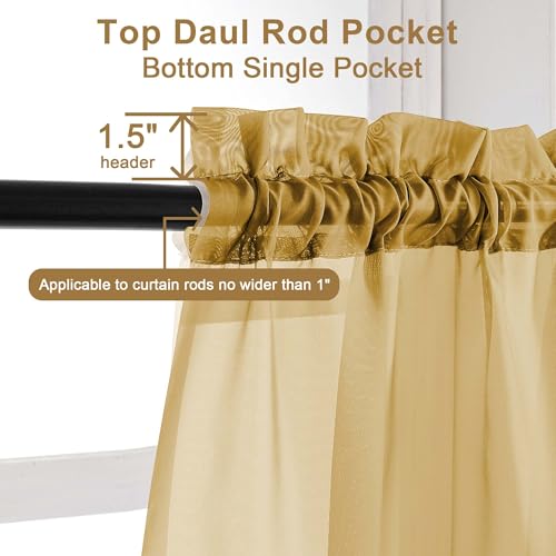 Gold Sheer Curtains 84 Inches Long 2 Panels (Gold / 59"W x 84"L (Pack of 2))