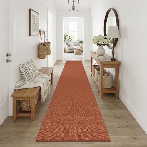 Orange Runners Rugs for Hallway 2.5'x10' (Burnt Orange/Tan / 2'8" x 10' (Runner))