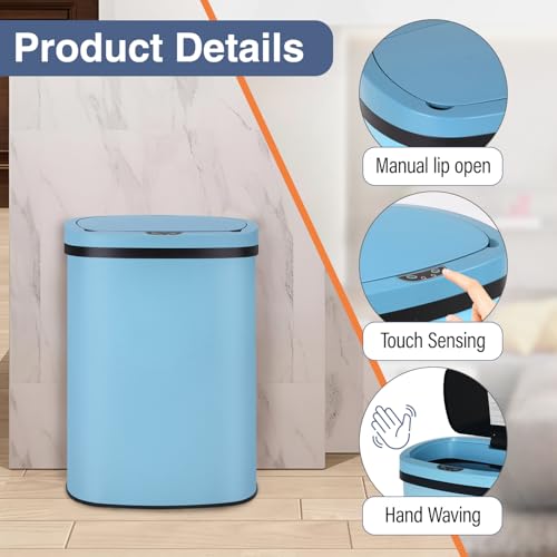 13 Gallon Stainless Steel Trash Can (Blue Stainless Steel)