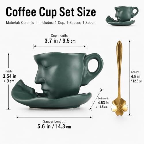 Green Coffee Cup and Saucer Set (Green)