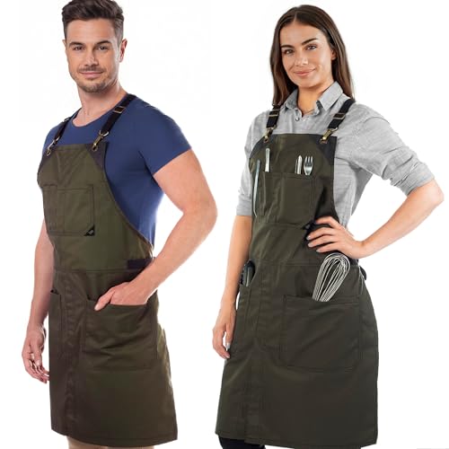 Cross Back Chef Apron (Moss Green)