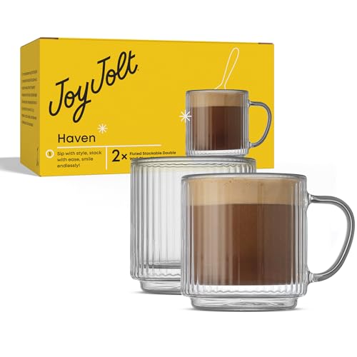 Haven Stackable Fluted Glass Mugs Set of 2 (Espresso Cups)