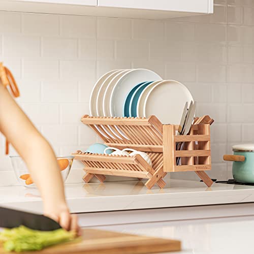 Dish Rack Bamboo Folding 2 (Bamboo-2 Tiers)