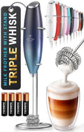 Powerful Milk Frother Wand With Duracell Batteries (Ocean Depth / Triple Whisk + Batteries)