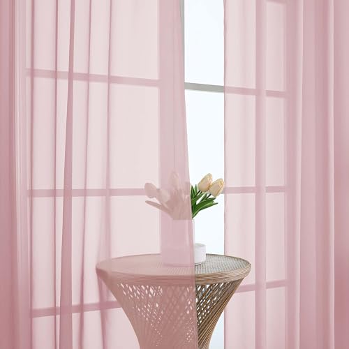 Sheer Blush Curtains (Blush / 59"W x 63"L (Pack of 2))