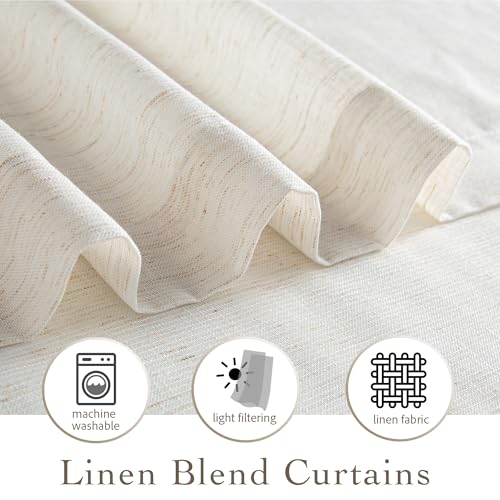 Extra Long Linen Curtains for Dining Room 120 inches Long (Ivory / 52"W x 120"L (Pack of 2))