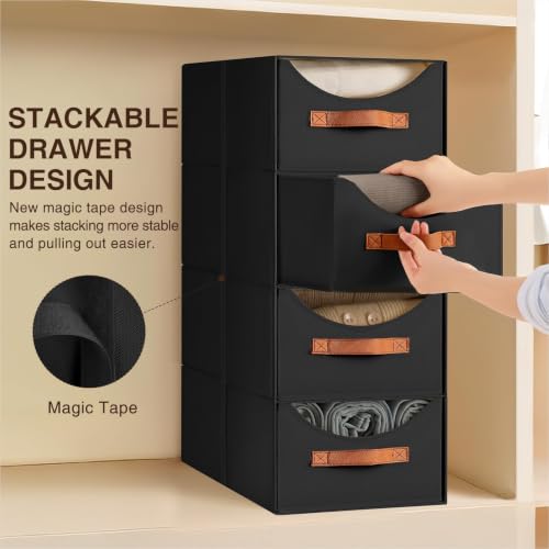 Closet Organizers and Storage (Black / 16 Inch. - 4 Pack)