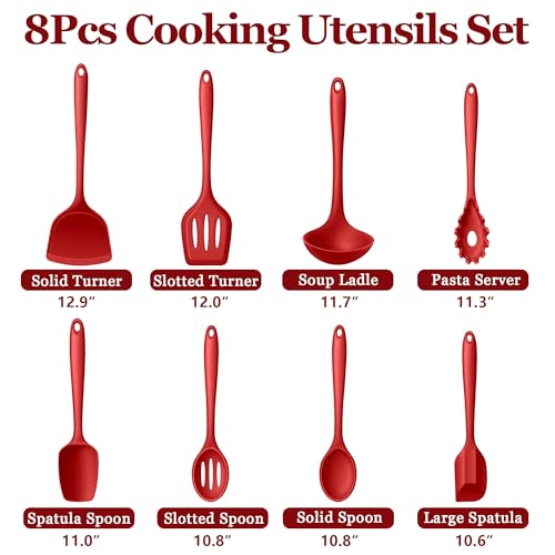 8Pcs Kitchen Cooking Utensils Set (Red)