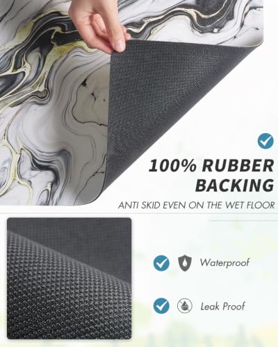 Dish Drying Mat for Kitchen Counter (Marble Black / 12"x19")