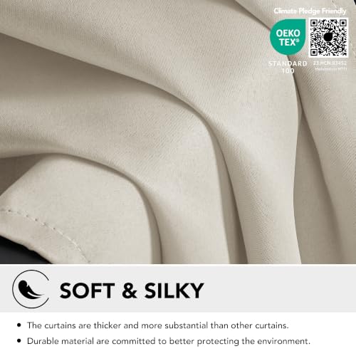 Blackout Curtains for Bedroom (Light Beige / 42"W x 95"L (Pack of 2))