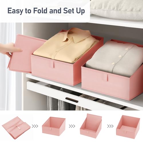 Closet Storage Bins 8 Pack (Pink / 8 Bins 11.4"x11.4"x7.8")