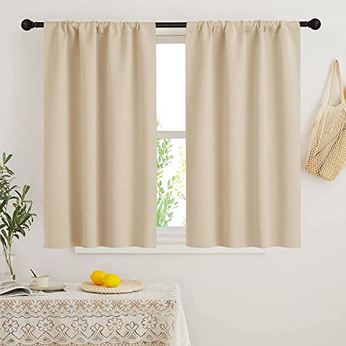Short Curtains for Bedroom (Biscotti Beige / 34"W x 48"L (Pack of 2))