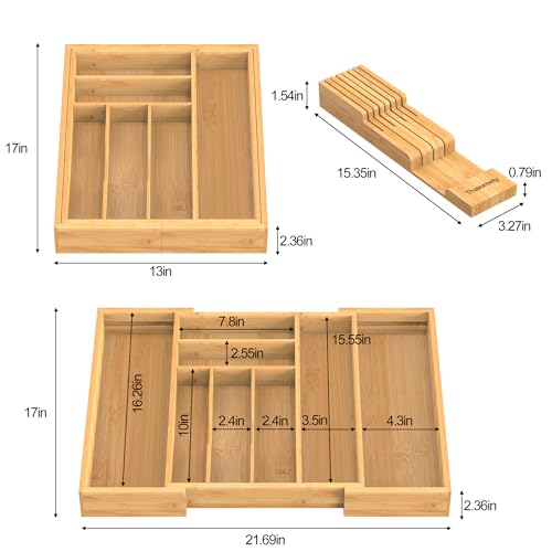 Bamboo Silverware Drawer Organizer (Natural / Extra Large)