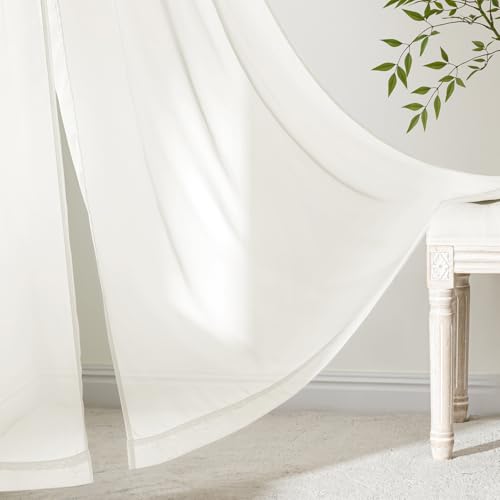 Ivory Sheer Curtains 90 Inches Long 4 Panels 54 x 90 Inches (54"W x 90"L (Pack of 4) / Ivory)