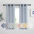 Linen Sheer Kitchen Short Curtains 48 inch Length 2 Panels (36"W x 48"L (Pack of 2) / Sea Mist)