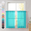 Turquoise Sheer Curtains 36 inches Long (Turquoise / 42"W x 36"L (Pack of 2))