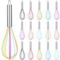 16 Pcs 8 Inch Whisks Bulk for Cooking Silicone Whisks Non Scratch Stainless Steel Hand Coated Metal Heat Resistant Egg Beaters for Classroom Cook Party Favor Gift Supplies (8 Inch)