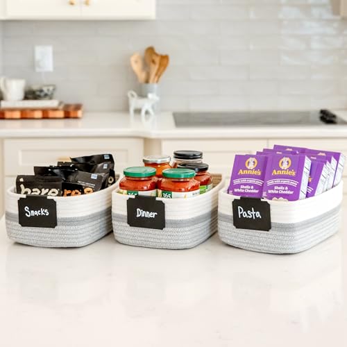11.8"x8"x4.5” Storage Baskets for Shelves 3 Pack (Off White & Gray & Mixed Gray / 11.8" x 8" x 4.5")