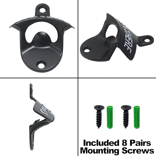 8PCS Bottle Opener Wall Mount Rustproof Black Screw in Wall Beer Cap Opener for DIY Handicrafts (Black/White)