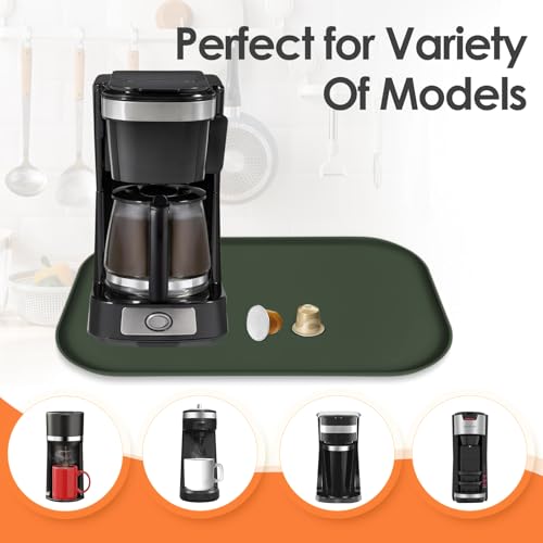 Silicone Coffee Maker Mat with Lip for Countertops 17.4''x10.6'' Dark Green (Dark Olive / 17.4'' x 10.6'')