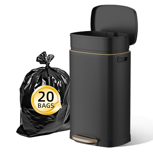 13 Gallon Kitchen Trash Can with Lid (Black / 13 Gallon)