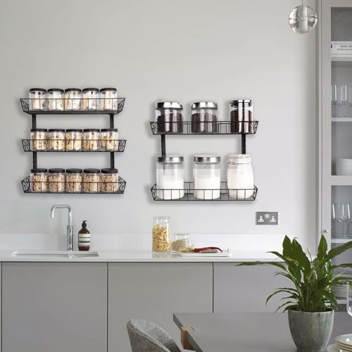 Wall Mount Spice Rack Organizer (9-Tier / Black)