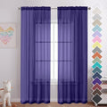 2 Pieces Sheer Curtains 96 Length Window Treatments (Purple / 42"W x 96"L (Pack of 2))