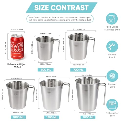 Newness 5 Pack Stainless Steel Measuring Cups Set