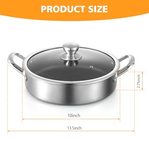 Saute Pan 10 Inch Nonstick Deep Frying Pan (Stainless-steel / 10inch)