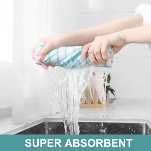 Large Premium Cotton Kitchen Towels 16"x 28" (Aqua / 16" X 28" - 4 Pack)