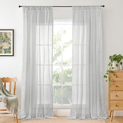 Curtains 84 Inch Length 2 Panels Set for Living Room (Light Grey / 42"W x 84"L (Pack of 2))