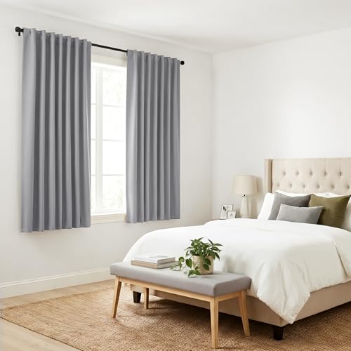Kitchen Curtains 36 inches Length (Silver Grey / 42"W x 36"L (Pack of 2))