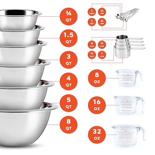 Mixing Bowls with Measuring Cups & Measuring Spoons 17 Piece Set (17 Piece Set)