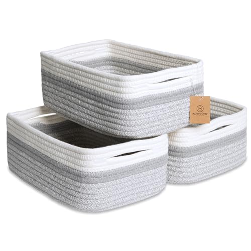 11.8"x8"x4.5” Storage Baskets for Shelves 3 Pack (Off White & Gray & Mixed Gray / 11.8" x 8" x 4.5")