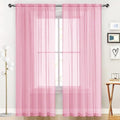 Sheer Voile Window Treatment Rod Pocket Curtain Panels for Kitchen Bedroom Living Room Drapes Sunlight Filtering Privacy Semi Home Decor Assorted (Light Pink / 52"W x 72"L (Pack of 2))