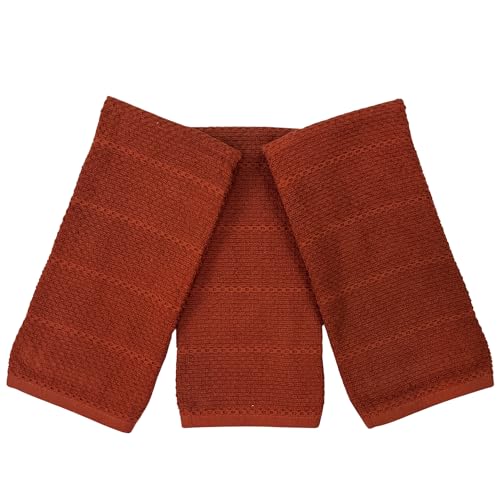 Cinnamon Maroon Rust Kitchen Dish Towels (Cinnamon Textured)