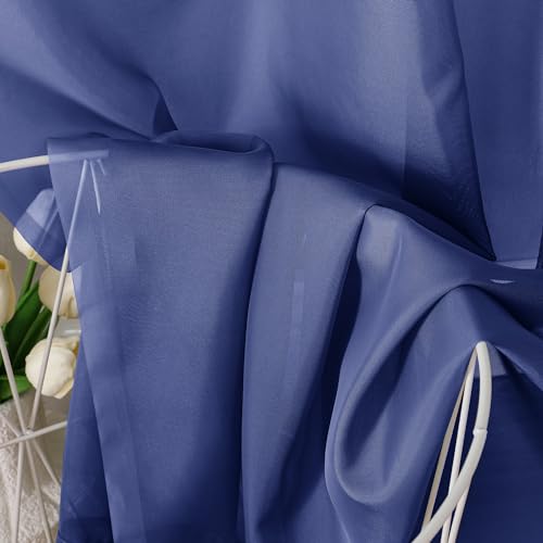 Royal Blue Sheer Curtains 63 Inch Length 2 Panels Set (40"W x 63"L (Pack of 2) / Royal Blue)