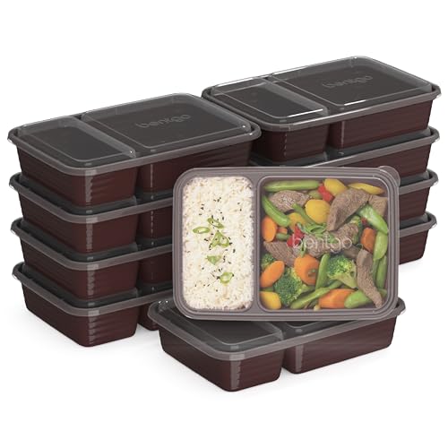 Prep 2 Compartment Meal Prep Containers with Lids (Burgundy)