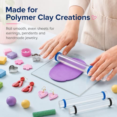 Clay Rolling Pin Thickness Rings (Clear)