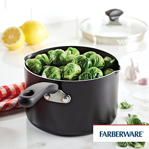 Cookstart DiamondMax Nonstick Straining Saucepan (Black / 3 Quarts)