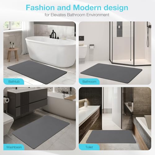 Large Fast Drying Diatomite Stone Bath Mat (Dark Grey / 30" x 17" (Rectangular))