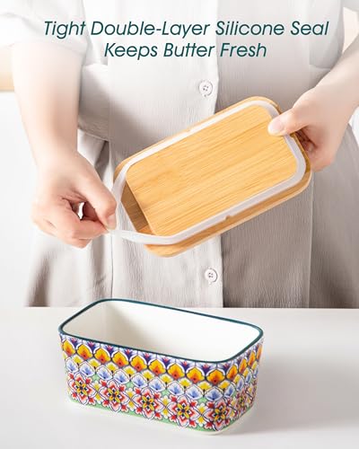 6.5" Butter Dish with Lid (Golden Bloom)