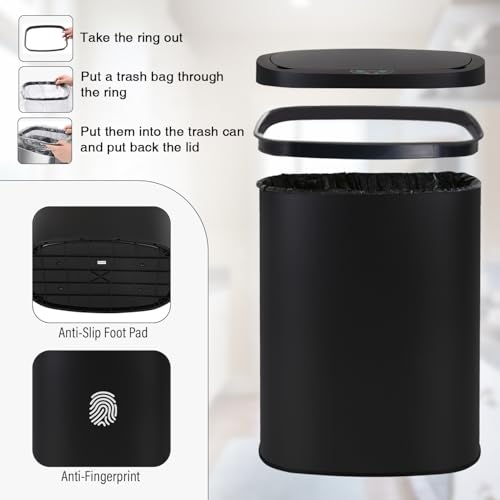 13 Gallon Stainless Steel Trash Can (Black Stainless Steel)