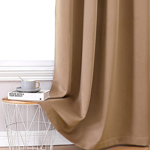 100% Blackout Curtains for Bedroom 78 Inches Long 2 Panels Set (42"W x 78"L (Pack of 2) / Cappuccino)