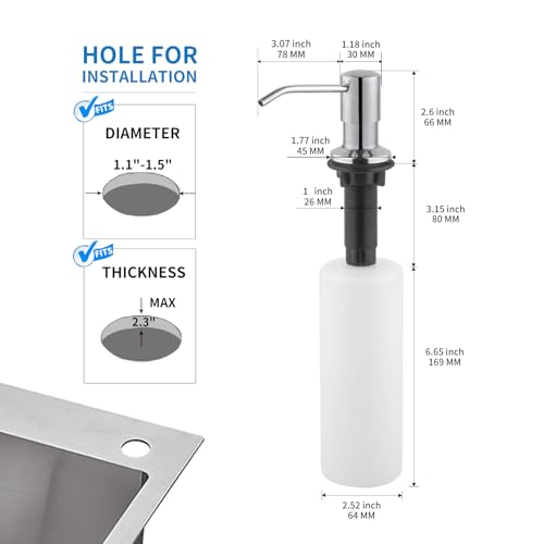 Built in Soap Dispenser for Kitchen Sink (Chrome)
