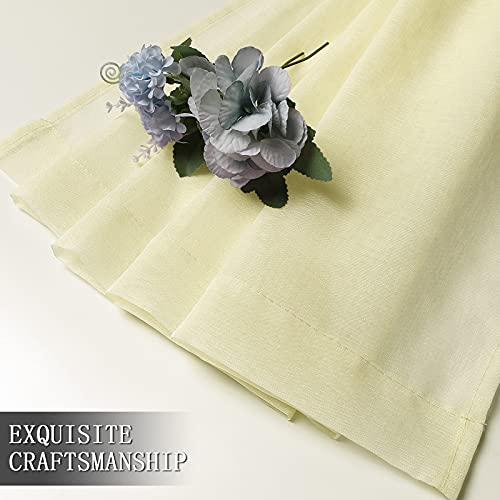 Sheer Curtains Bedroom Linen Textured Curtain Sheers Light Filtering Voile Rod Pocket Curtains for Living Room (38"W x 84"L (Pack of 2) / Transparent Yellow)