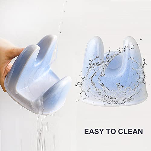 Ceramic Pot Lid Holder While Cooking for Kitchen Counter (White & Blue / 5.5 Inch)