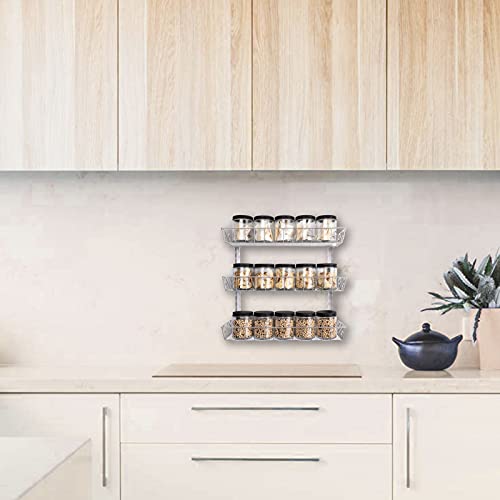 Wall Mount Spice Rack Organizer (3-Tier / Silver)