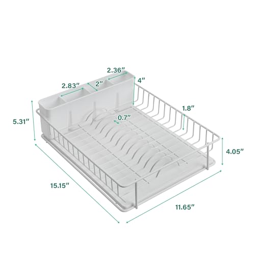 304 Stainless Steel Compact Dish Drying Rack (White)