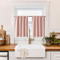 100% Blackout Basement Curtains 30 inches Long (100% Blackout - Peach Pink / 34"W x 30"L (Pack of 2))